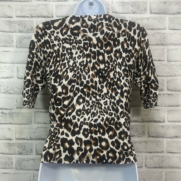 White House Black Market Animal Print Cardigan Small - Picture 2 of 7